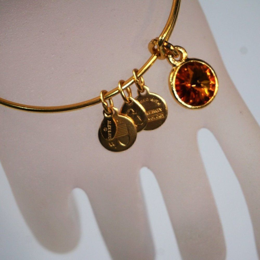 ALEX & ANI Energy Bracelet Gold Tone 5 Charms Bangle